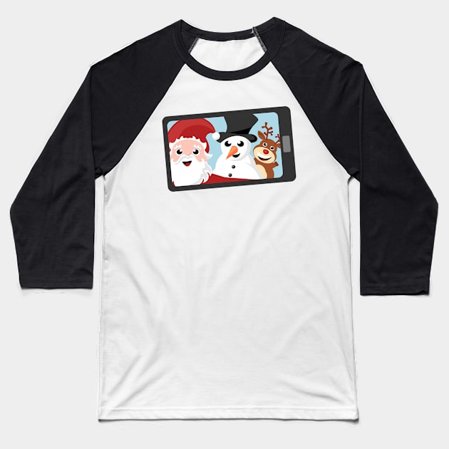 Santa Claus taking selfie Baseball T-Shirt by SooperYela